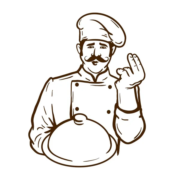 Vector ilustración de un chef con un plato — Vector de stock