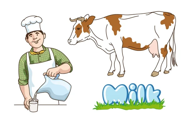 Produção leiteira — Vetor de Stock