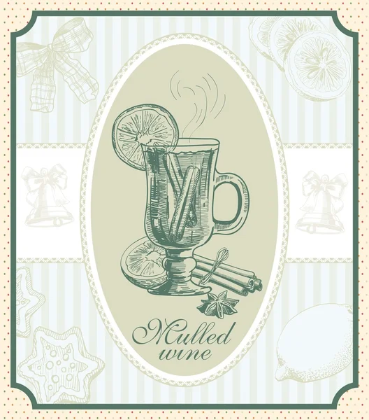 Vintage mulled wine — Stock Vector