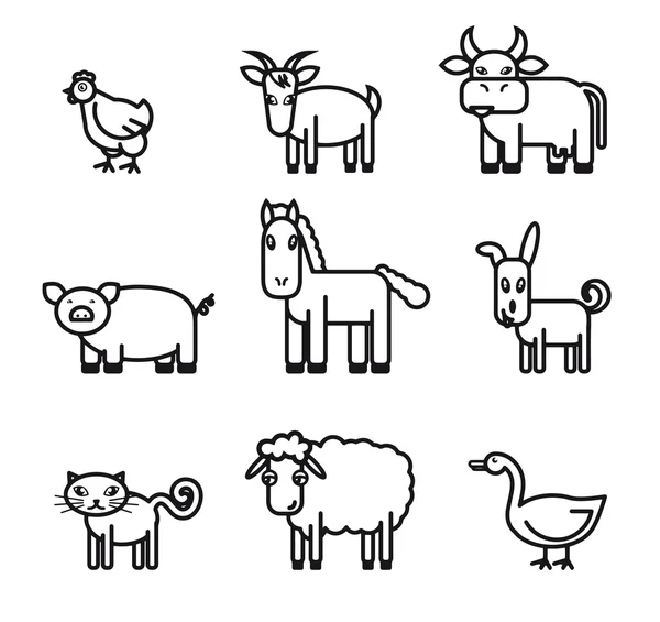 Boerderij dieren pictogrammen — Stockvector