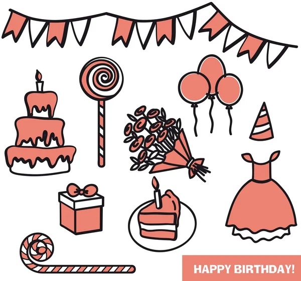 Attributes birthday girl — Stock Vector