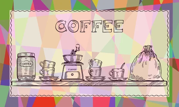 Affiche vectorielle avec coffret café — Image vectorielle