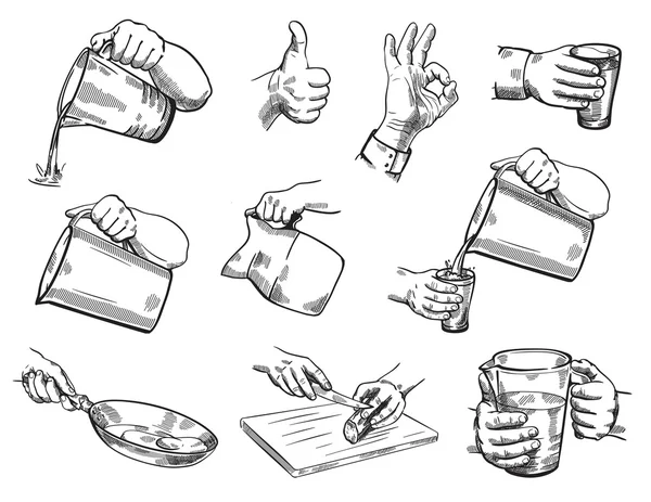 Ilustración de gestos de mano aislados — Vector de stock