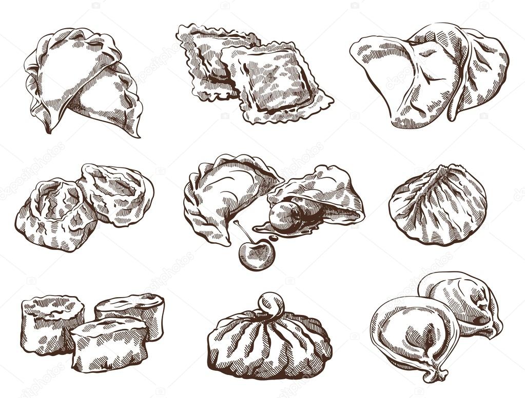 Set of different dumplings