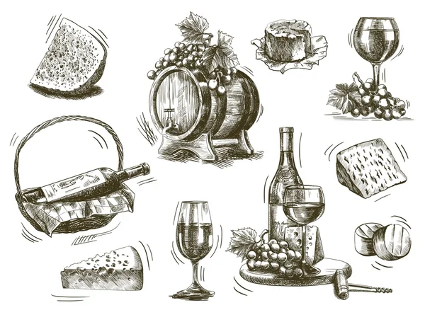 Winemaking set of sketches — Stock Vector