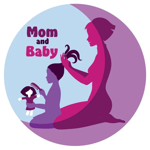 Mom and daughter — Stock Vector