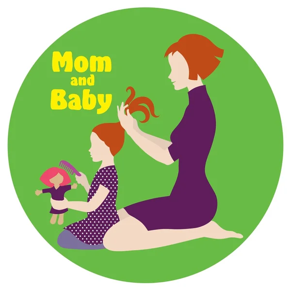 Mom and daughter — Stock Vector