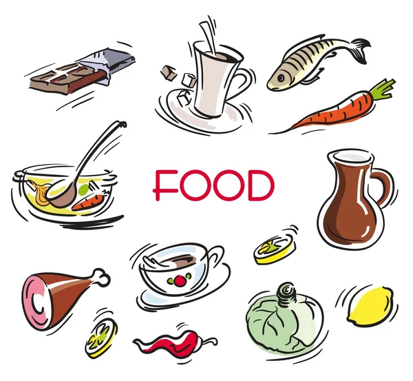 Ensemble de produits alimentaires — Image vectorielle