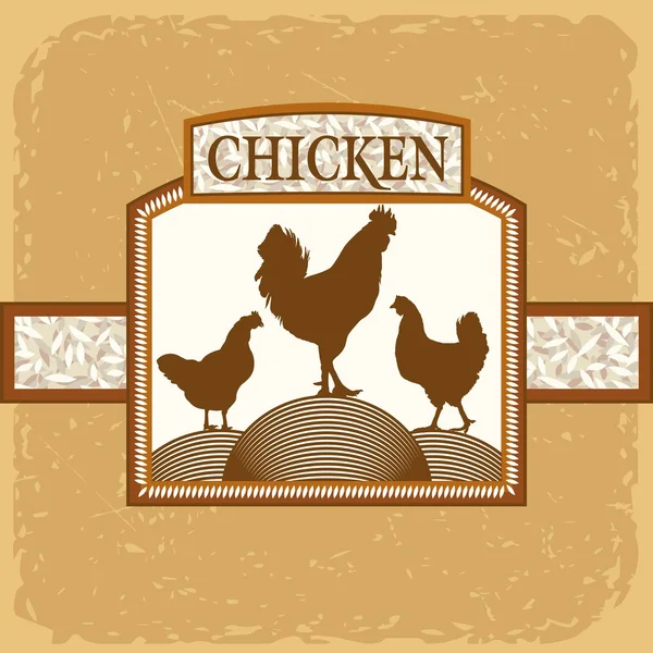 Galo e duas galinhas — Vetor de Stock