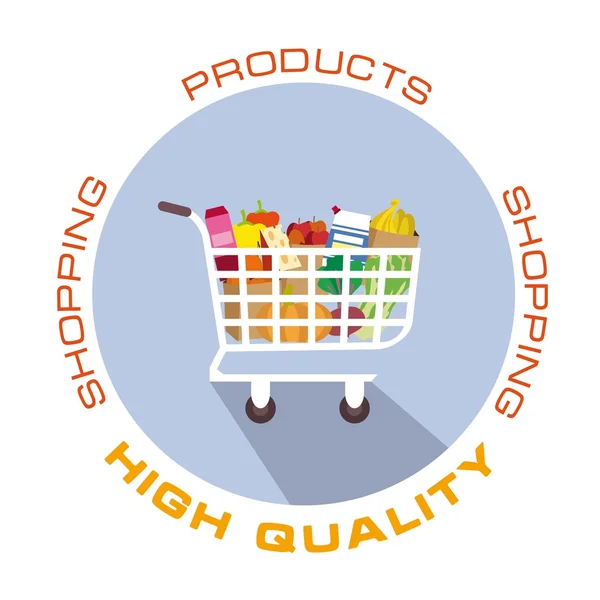 Shopping cart with purchases — Stock Vector
