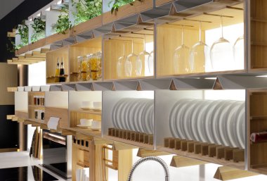 yemekleri ile mutfak rafları