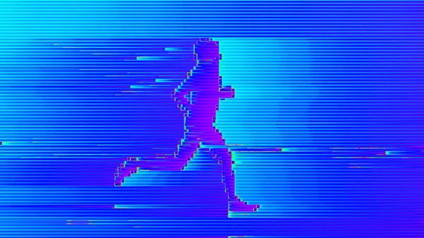 Hombre Corriendo Una Matriz Digital —  Fotos de Stock