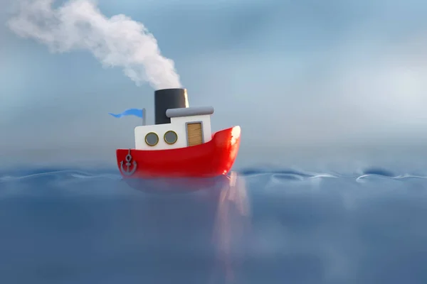 Cartoon Ship Sailing Sea — Stock Photo, Image