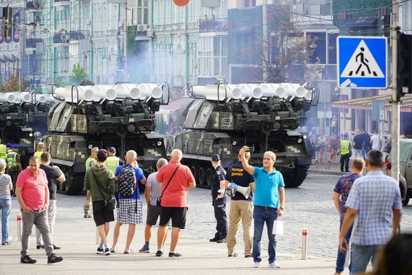 Kiev Oekraïne Augustus 2021 Oekraïense Militairen Straten Van Kiev Voorbereiding — Stockfoto