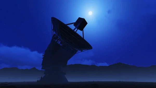 Telescopio en una noche de luna — Foto de Stock