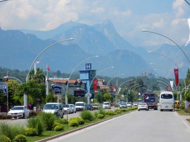 Traffic on the street in Kemer.