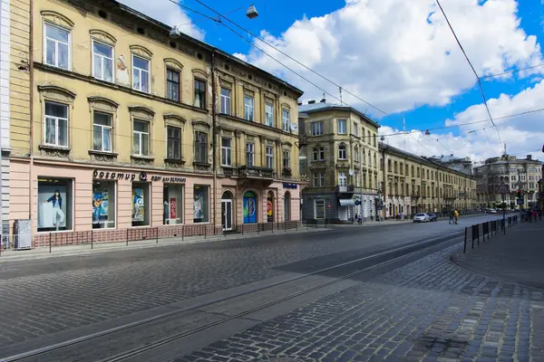 Stadtlandschaft. Pflastersteine auf dem Bürgersteig der Stadt — Stockfoto