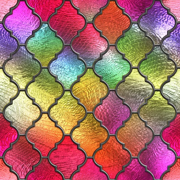 Geslepen Glas Naadloze Textuur Met Marokkaans Patroon Voor Raam Gekleurd — Stockfoto