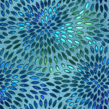 Seamless texture with flowers pattern, stained glass effect, 3d illustration