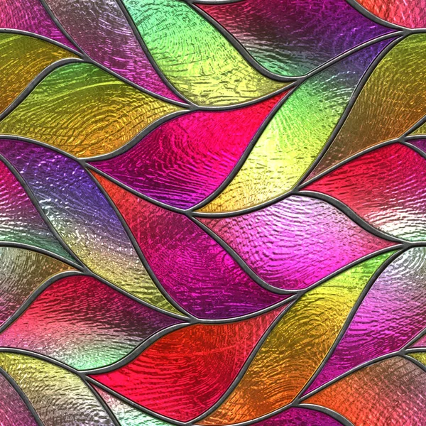 Stained Glass Seamless Texture Waves Pattern Window Colored Glass Illustration — Φωτογραφία Αρχείου