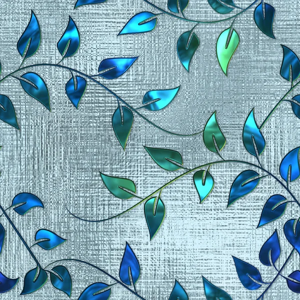 Seamless Texture Leaves Pattern Stained Glass Effect Illustration — Foto de Stock