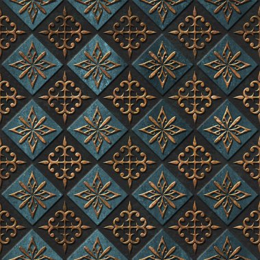 Bronz pürüzsüz doku, oyma kare desenli, 3 boyutlu illüstrasyon, 3 boyutlu panel