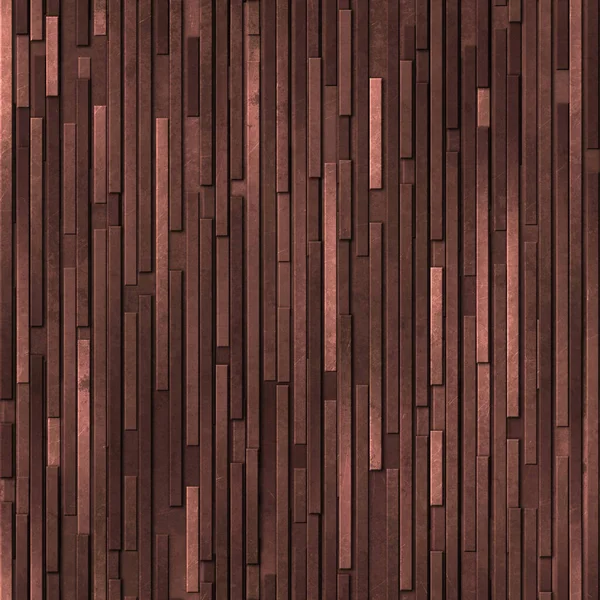 Metal seamless texture with vertical stripes pattern, copper and bronze, panel, 3d illustration