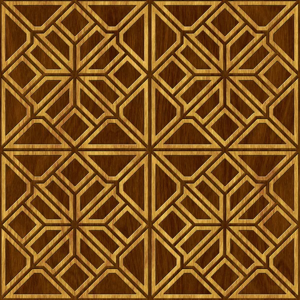 Carved Geometric Pattern Wood Background Seamless Texture Marquetry Panel Illustration — Zdjęcie stockowe