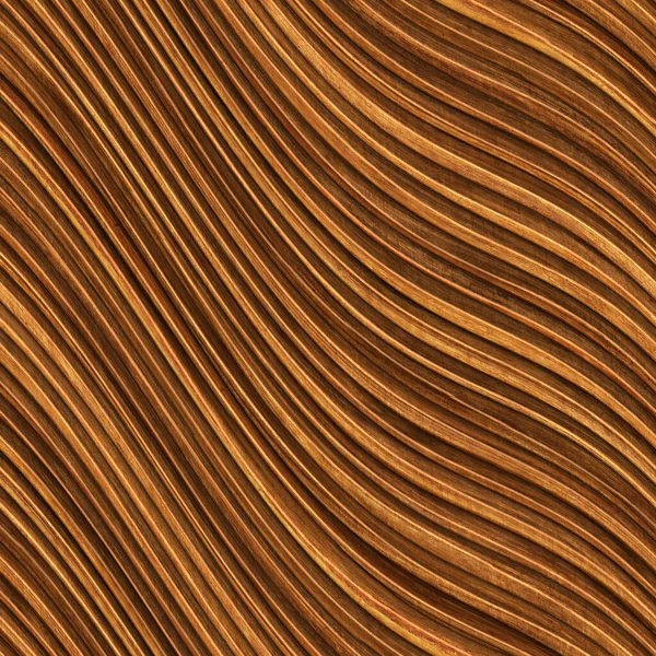 Carved Waves Pattern Wood Background Seamless Texture Illustration — Stok fotoğraf