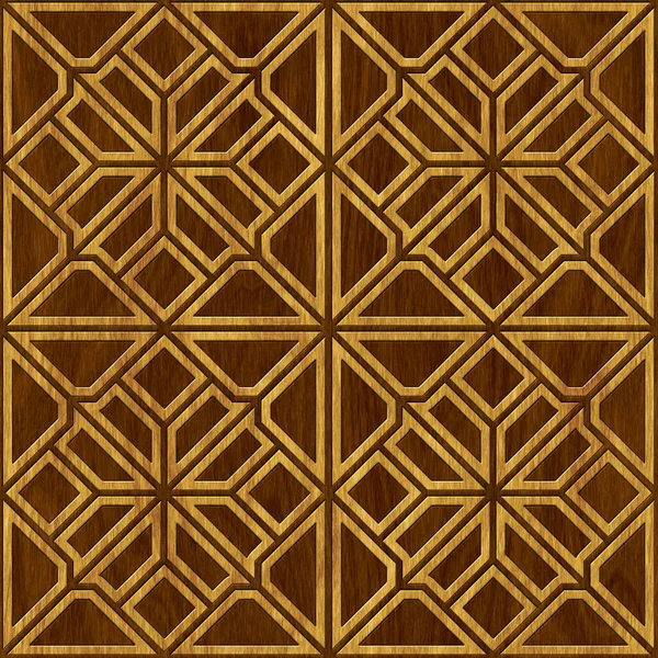 Carved Geometric Pattern Wood Background Seamless Texture Marquetry Panel Illustration Stok Fotoğraf