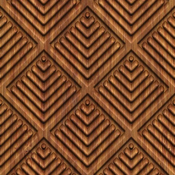 Carved Geometric Pattern Wood Background Seamless Texture Panel Illustration — Stok Foto