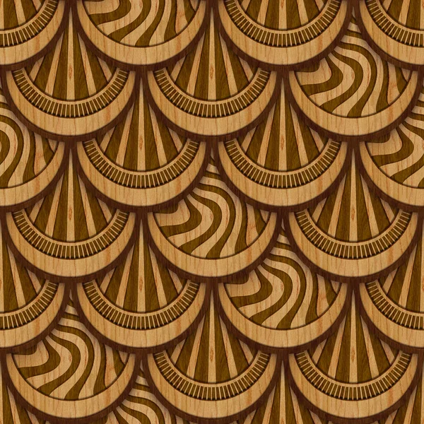Carved Wood Seamless Texture Fish Scales Pattern Illustration — Φωτογραφία Αρχείου