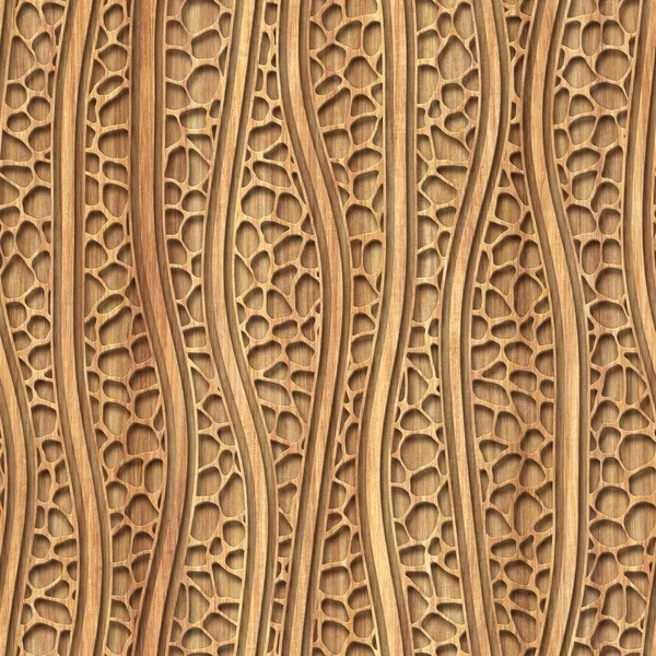 波のパターンと木のシームレスなテクスチャ 3Dイラスト — ストック写真