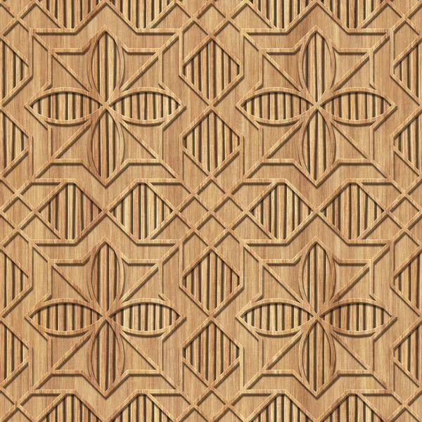 几何图案的木制无缝纹理 3D插图 免版税图库图片