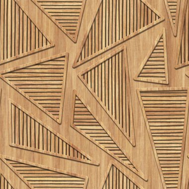 Triangle pattern on wood background seamless texture, mosaic texture, 3d illustration