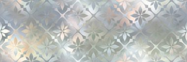 Glass seamless texture with flowers pattern for window, long texture, 3d illustration