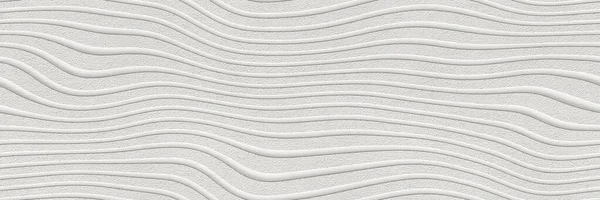 Waves pattern on carved grunge background seamless texture, long texture, white color, 3d illustration