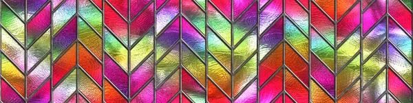 Stained Glass Chevron Pattern Window Seamless Texture Colored Glass Long — Stok fotoğraf