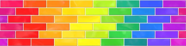 Brick Seamless Texture Rainbow Color Ceramic Background Banner Illustration — Stockfoto