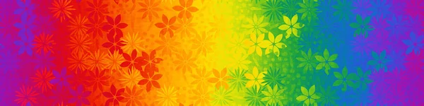 卷曲无缝纹理与花卉图案 彩虹色 3D插图 — 图库照片