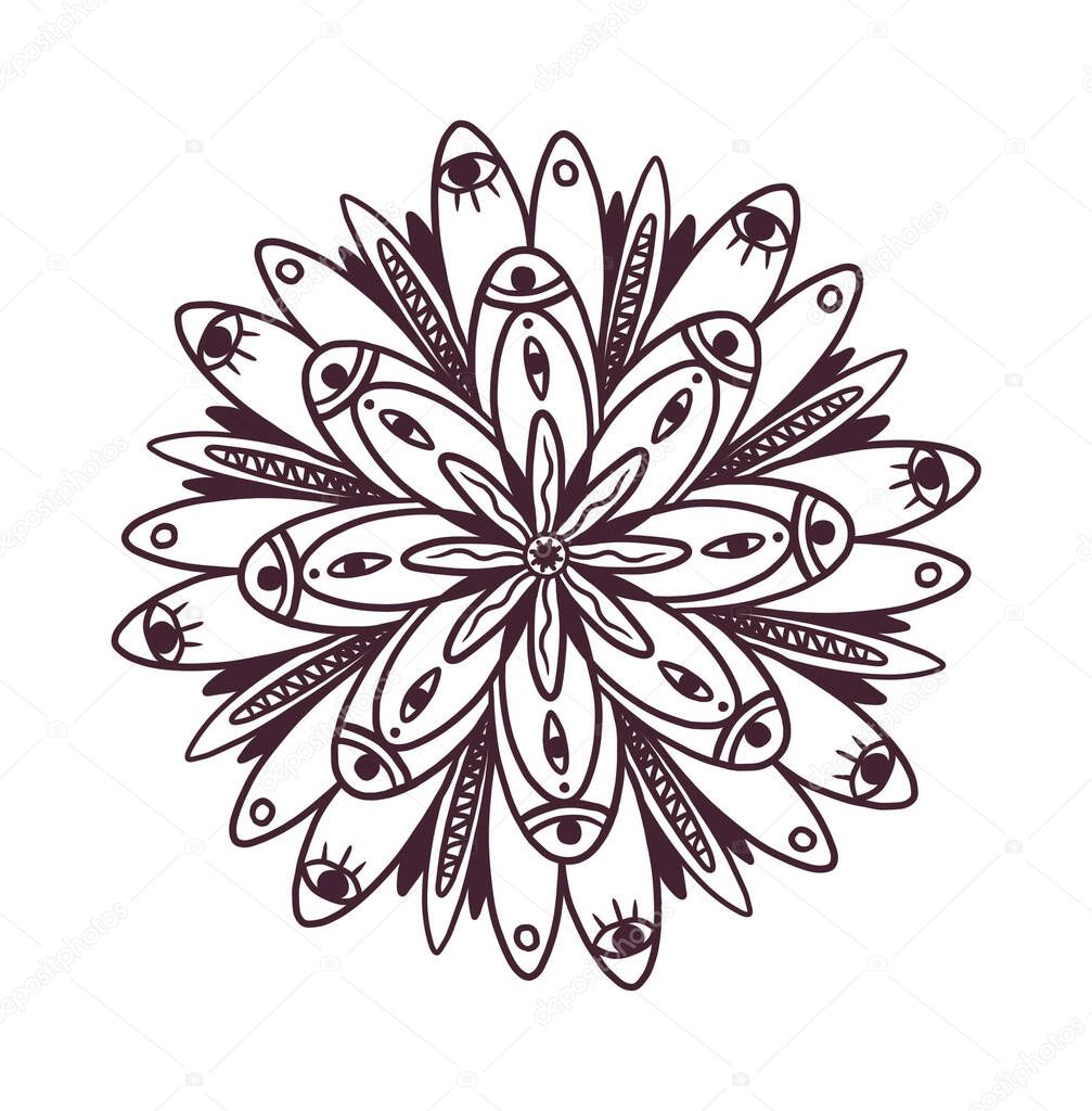 Leaf Flower Petal Coloring Mandala Art Simple Graphic Shape Floral Oriental Outline Vintage Decorative Elements Pattern Illustration Islam Arabic Indian Turkish Mystic Religion Morals Lotus