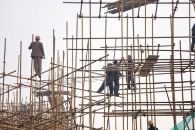 Ahşap Framework İnşaat İşçileri, BEIJING, ÇİN - 26. OKİT 2015.