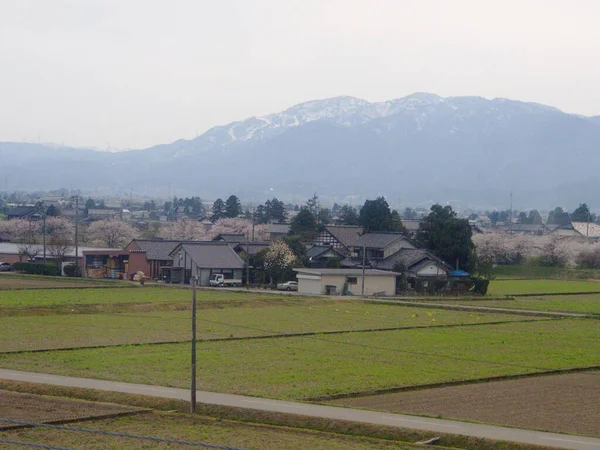 Kanazawa Japonsko Dubna 2014 Zemědělský Životní Styl Rýžová Pole Horami — Stock fotografie