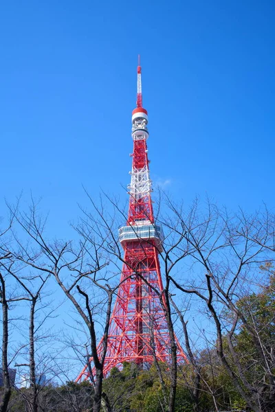 东京塔 红色钢结构 是日本东京Minato市Shiba Koen区的一座通信和观察塔 2月28日2021年 — 图库照片