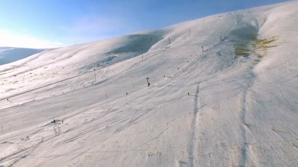 Ski resort  and running ski lifts. — Stock Video