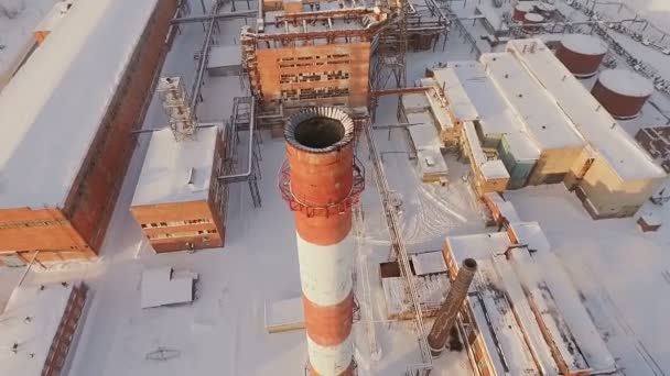 Flight around the old brick pipe. — Stock Video