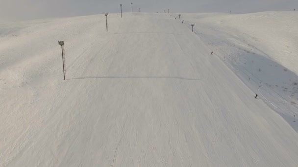 Ski resort  and running ski lift. — Stock Video