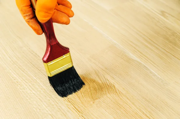 Lacquering wood floors. — Stock Photo, Image