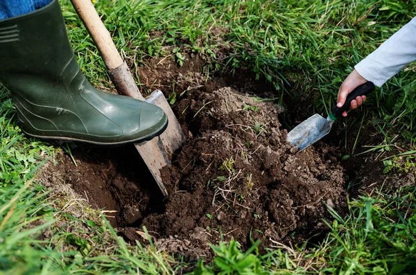 Man gräver ett hål — Stockfoto