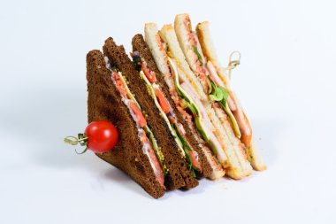 jambon ve Yeşiller ile taze lezzetli sandviç